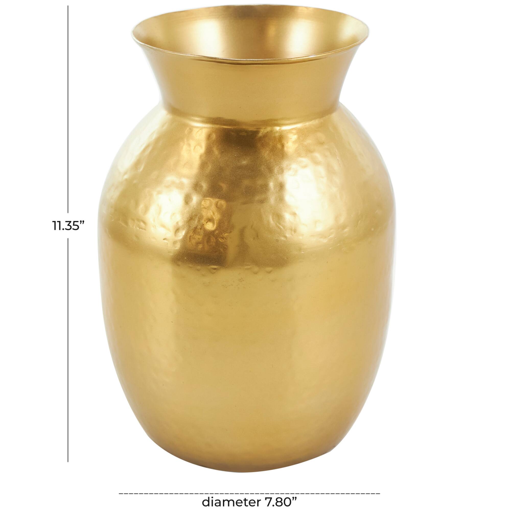 11.5" Hammered Gold Metal Vase